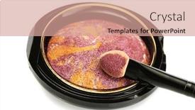  Presentation with eye shadow - Beautiful PPT theme featuring bright-eye-shadow-and-applicator backdrop and a coral colored foreground