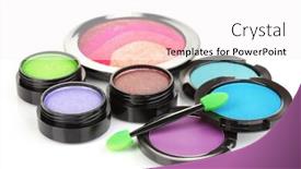  Presentation with foundation - PPT layouts featuring bright-eye-shadows-and-sponge background and a sky blue colored foreground