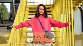  Presentation with bright yellow - Slide deck featuring bright-fashion-asian-young-woman background and a yellow colored foreground