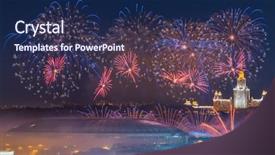  Presentation with night sky constellation - Colorful PPT layouts enhanced with bright fireworks explosions in night backdrop and a navy blue colored foreground