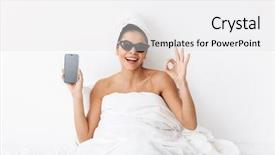  Presentation with bed hotel - Slide set consisting of bright flat and holding mobile background and a light gray colored foreground