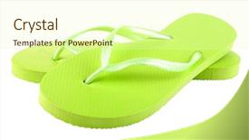  Presentation with bright white - Slide set consisting of bright flip-flops isolated background and a soft green colored foreground