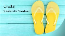  Presentation with hat and flip flop - Presentation with bright flip-flops on color background and a arctic colored foreground