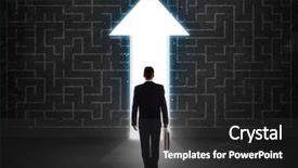  Presentation with maze - Presentation design featuring bright future - business person looking at maze background and a dark gray colored foreground
