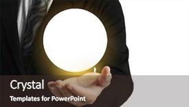  Presentation with crystal ball - Colorful PPT layouts enhanced with bright future - businessman hand holding the crystal backdrop and a tawny brown colored foreground