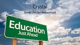  Presentation with future education - Colorful PPT theme enhanced with bright future - education just ahead green road backdrop and a teal colored foreground