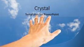  Presentation with bright future - Colorful slides enhanced with bright future - hand touch the sky backdrop and a light blue colored foreground