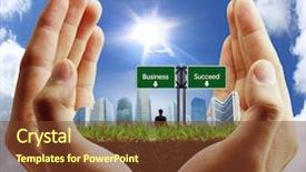  Presentation with bright future - Cool new PPT theme with bright future - person holding a business building backdrop and a tawny brown colored foreground