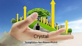  Presentation with bright future - Theme having bright future - person holding a business building background and a  colored foreground