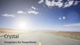  Presentation with bright future - Beautiful theme featuring bright future - sun on open road backdrop and a soft green colored foreground