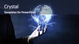  Presentation with bright future - Colorful slide deck enhanced with bright future - world power in his hand backdrop and a navy blue colored foreground