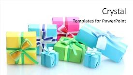 Presentation with bright white - PPT theme enhanced with bright gifts with bows isolated background and a white colored foreground