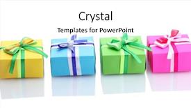  Presentation with half white and half bright coloured - Audience pleasing theme consisting of bright gifts with bows isolated backdrop and a white colored foreground