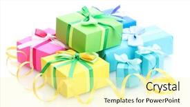  Presentation with half white and half bright coloured - Amazing PPT layouts having bright gifts with bows isolated backdrop and a blonde colored foreground