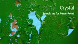  Presentation with cracked - Presentation with bright green cracked aged old painted metal texture background and a forest green colored foreground