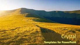  Presentation with green earth - PPT layouts having bright-green-meadows background and a tawny brown colored foreground