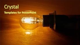  Presentation with light bulb - Colorful presentation theme enhanced with bright halogen light bulb closeup backdrop and a tawny brown colored foreground