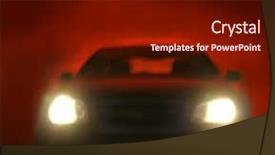  Presentation with race car a red racing - Audience pleasing theme consisting of bright headlights on car red backdrop and a tawny brown colored foreground