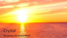  Presentation with curly fern sun - Colorful PPT theme enhanced with bright horizon setting sun backdrop and a red colored foreground