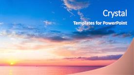  Presentation with horizon - Theme having sky high - bright horizon sunset over water background and a teal colored foreground