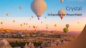  Presentation with hot air balloons - Presentation theme having bright-hot-air-balloons background and a light blue colored foreground