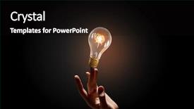  Presentation with light bulb - Audience pleasing slide set consisting of bright idea - hand pointing light bulb mixed backdrop and a black colored foreground