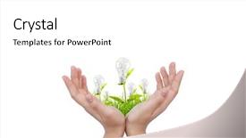  Presentation with light bulb idea invention presenter - Cool new PPT layouts with bright idea - hand with light bulb backdrop and a white colored foreground