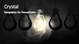  Presentation with light bulbs - Colorful slide set enhanced with bright idea - light bulbs on dark background backdrop and a black colored foreground