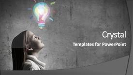  Presentation with idea - Slide deck having bright idea - side view of girl background and a gray colored foreground