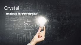  Presentation with idea - Presentation design enhanced with bright idea for success achieving background and a dark gray colored foreground