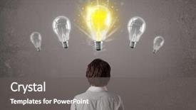  Presentation with bulb brain - Presentation theme with bright idea light bulb background and a gray colored foreground