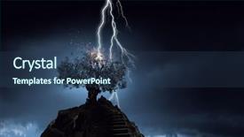  Presentation with lightning - PPT theme with tempest - bright lightning hit the tree background and a ocean colored foreground
