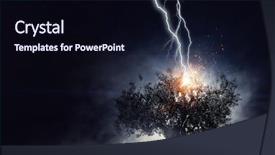  Presentation with lightning - Theme with bright lightning hit the tree background and a wine colored foreground