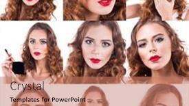  Presentation with makeup - Slide deck with bright-makeup-collage-beautiful-young background and a  colored foreground