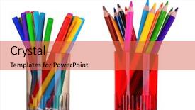  Presentation with crayon - PPT layouts having bright markers and crayons background and a  colored foreground