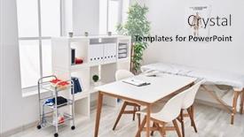  Presentation with bright white - Slide deck featuring bright-modern-clinic-interior background and a light gray colored foreground