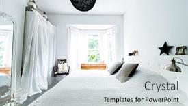  Presentation with bedroom modern - Slide set featuring bright-modern-designer-bedroom background and a light gray colored foreground