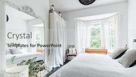  Presentation with bedroom modern - PPT theme enhanced with bright-modern-designer-bedroom background and a light gray colored foreground