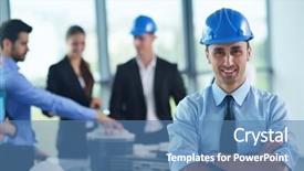  Presentation with construction company - Slide set featuring bright modern office with construction background and a  colored foreground