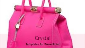  Presentation with leather bag - Presentation consisting of bright neon pink bag with gold lock and ostrich texture leather isolated on white bacground background and a coral colored foreground