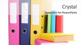 Presentation with bright colorful candy isolated - Audience pleasing slide deck consisting of bright office folders and books backdrop and a white colored foreground