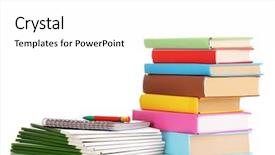  Presentation with book rack - Beautiful PPT theme featuring bright office folders and books backdrop and a white colored foreground