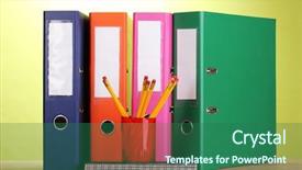  Presentation with table napkin folding - Beautiful presentation theme featuring bright office folders and stationery backdrop and a ocean colored foreground