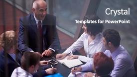  Presentation with software - PPT layouts with business people group have meeting background and a gray colored foreground