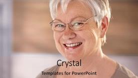  Presentation with elderly - Beautiful presentation theme featuring bright older agees - closeup portrait of happy elderly backdrop and a coral colored foreground