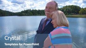  Presentation with walk - Slide deck featuring bright older agees - elderly couple on a walk background and a  colored foreground