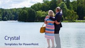  Presentation with elderly people walking difficulties - Cool new theme with bright older agees - elderly couple on a walk backdrop and a sky blue colored foreground