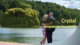  Presentation with walk - Theme featuring bright older agees - elderly couple on a walk background and a tawny brown colored foreground