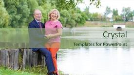  Presentation with elderly people walking difficulties - Beautiful slides featuring bright older agees - elderly couple on a walk backdrop and a  colored foreground
