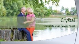  Presentation with walk - Theme with bright older agees - elderly couple on a walk background and a  colored foreground